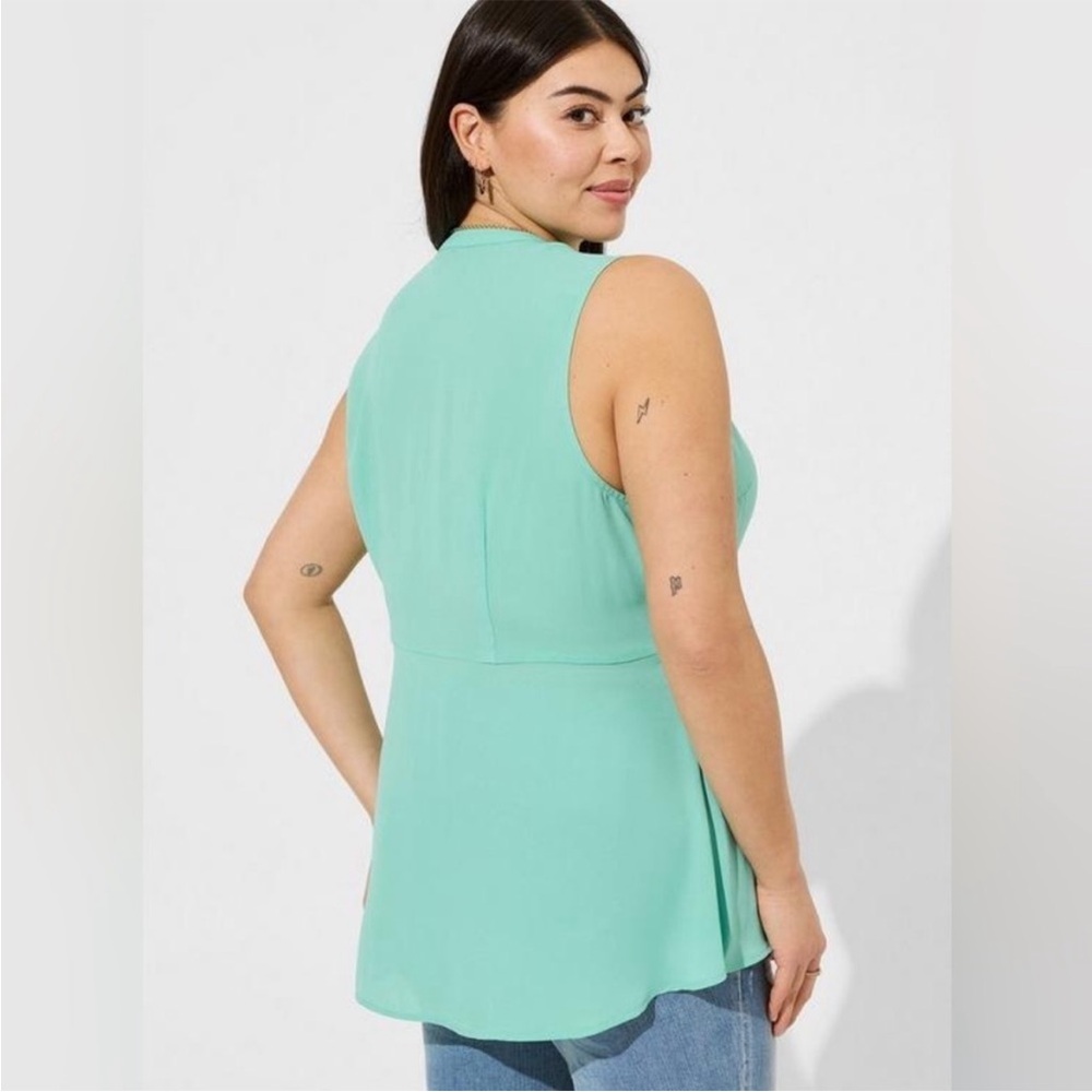 Torrid Peplum Georgette Button Front Tie-Front Blouse. 4X. NWT. - Picture 9 of 12